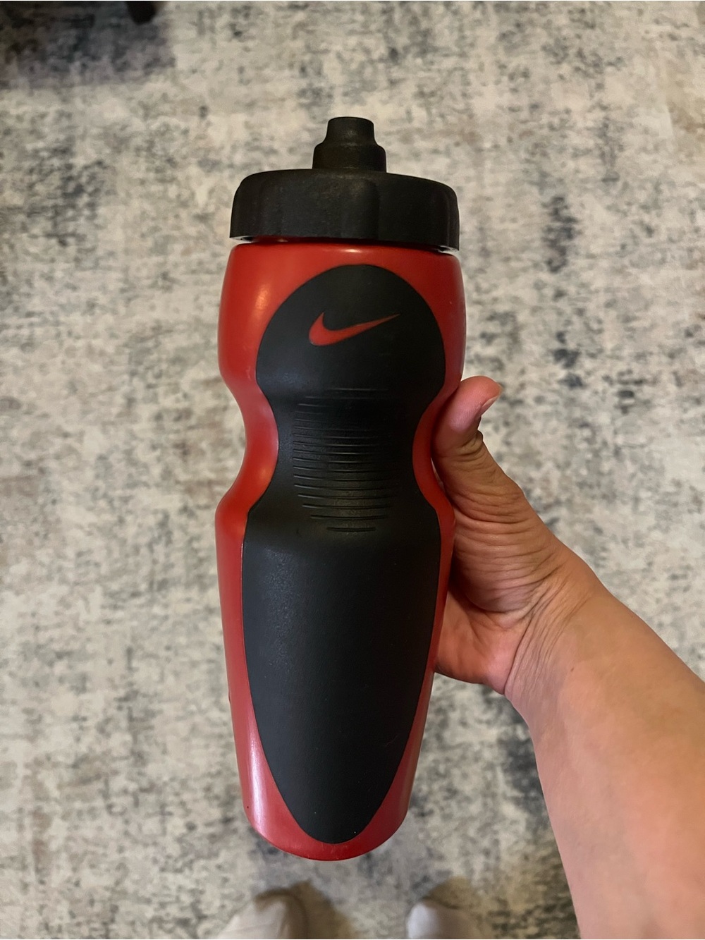 Nike Red and Black Grip Sports Water Bottle